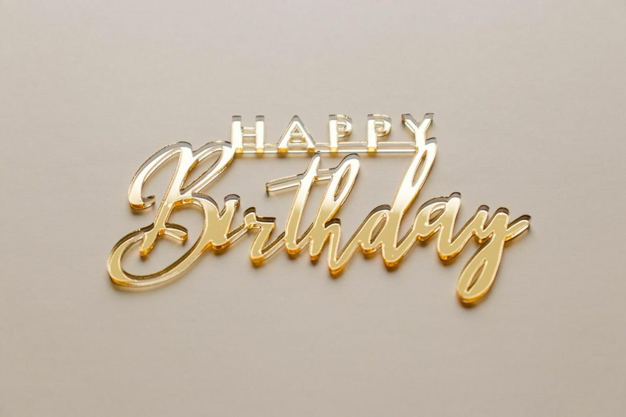 Топпер дзеркальний золотий акрил 100х60мм, фото 1