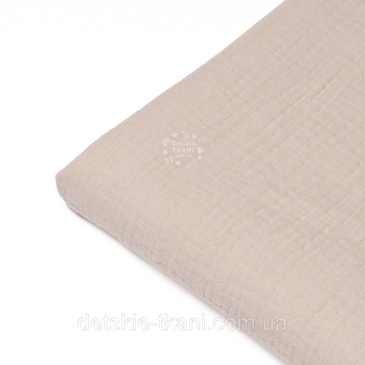 Клаптик мусліну двошарового жатого, колір світло-бежевий, розмір 48*135 см, фото 1