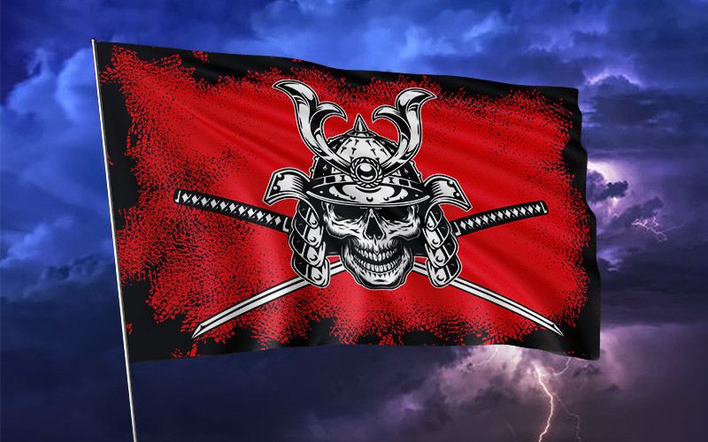 Піратський прапор "Веселий Роджер", Штучний шовк, 1200х700 мм, фото 1