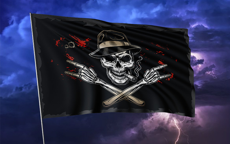 Піратський прапор «Веселий Роджер».Розмір - 0,9 * 1,35 м.