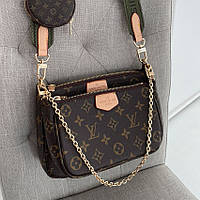 Темно-коричневая женская сумочка LV кросс-боди 3 в 1 крутая добротная модная маленькая мини сумка клатч тройка