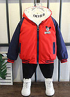 Дитяча куртка демісезонна Міккі Маус червона, дитяча весняна куртка, куртка для хлопчика червона