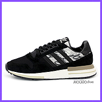 Кроссовки мужские и женские Adidas ZX 500 black white / Адидас зх 500 черные белые