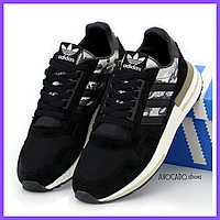 Кроссовки женские и мужские Adidas ZX 500 black white / Адидас зх 500 черные белые