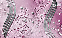 Флизелиновые фотообои для кухни 368x254 см Бриллианты на светло розовом фоне (2013V8)+клей