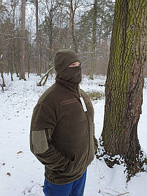 Армійська флісова кофта українського виробництва для ЗСУ з кріпленням під шеврони розміру 56 кольору олива 2741