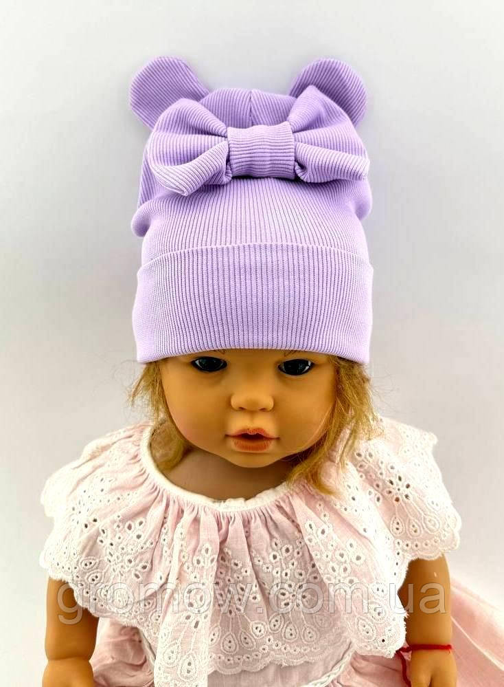 Шапка дитяча трикотажна подвійна дитяча головні убори фіолетовий (ШД278), фото 1