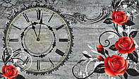 Цветы флизелиновые фотообои 368x254 см Часы с розами (1790V8)+клей