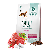 Сухой корм Optimeal с протеинами и пребиотиками для взрослых кошек со вкусом телятины 4 кг.