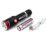 Ліхтар ручний туристичний Bailong BL-736-T6 чорний з червоним із вбудованим акумулятором, фото 6