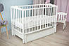 Дітяче ліжечко для немовляти Ангелина короб/маятник/відкідна боковина біла, фото 2