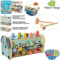 Дитячий розвиваючий центр Песик, дитяча дерев яна іграшка стукалка, дерев'яний лабіринт, Limo toy MD 2415