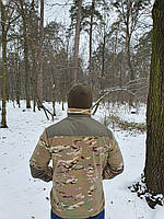 Кофта армійська з флісу для ЗСУ з накладками на плечах та ліктях 56 розміру кольору мультикам 2744, фото 10