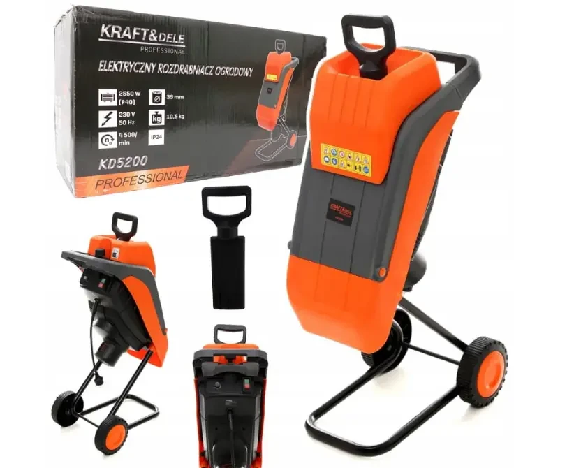 Подрібнювач гілок садовий дробарка Kraft&Dele KD5200 електричний