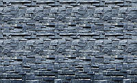 Фотообои для кухни 254x184 см 3D сине-серая стена из декоративного камня (1979P4)+клей