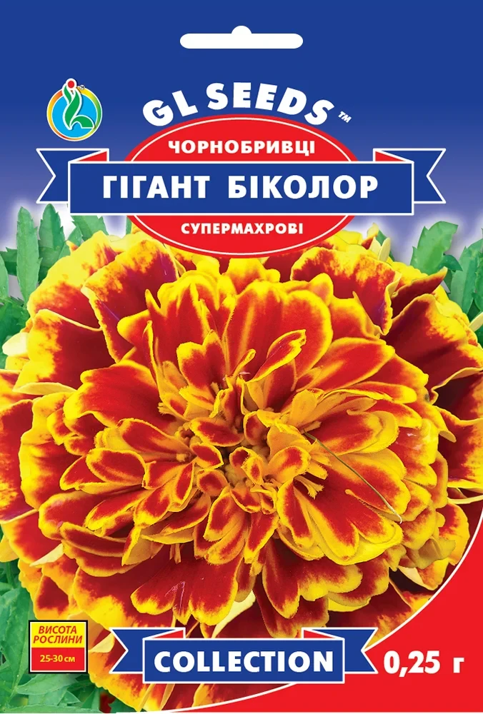 ЧОРНОБРИВЦІ, ГІГАНТ БІКОЛОР, супермахрові, 0.25 г