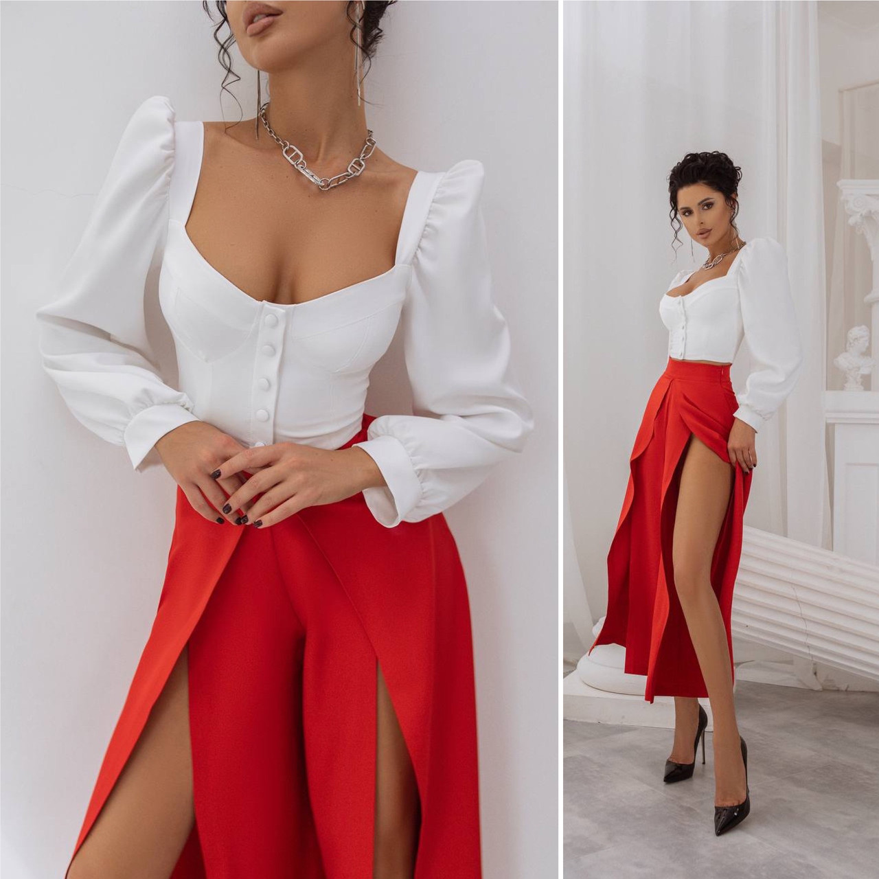 Топ-блуза з красивим декольте Люкс молоко (різні кольори) XS S M L