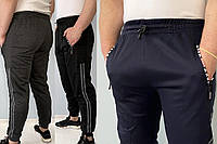 Мужские спортивный трикотажные брюки на манжетах с полосами 3XL,4XL,5XL Ao longcom