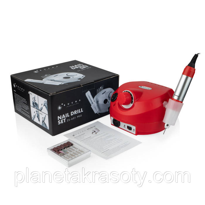 Фрезер для манікюру BUCOS Nail Drill ZS-601 PRO RED потужністю 45 Вт та 35 000 об/хв, фото 1