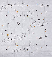 Самоклеюча декоративна 3D панель під білу цеглу 700x770x3мм зірки