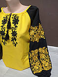 Дизайнерська жовто-чорна жіноча вишиванка "Вишуканість" з довгим рукавом Україна УкраїнаТД 44-64 розміри, фото 2