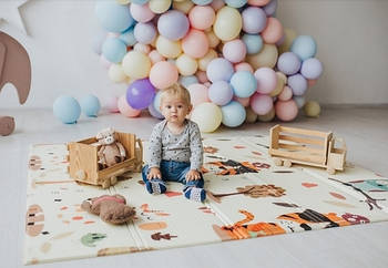 Дитячий ігровий килимок 2-х сторонній EVA D-60457 (180*200*0,8 см) | Бебіпол, термопол