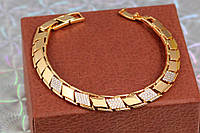 Браслет Xuping Jewelry пять ромбиков из фианитов 19 см 8 мм золотистый