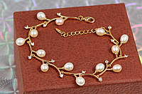 Браслет Xuping Jewelry лиана с жемчужинами 17 см 10 мм золотистый