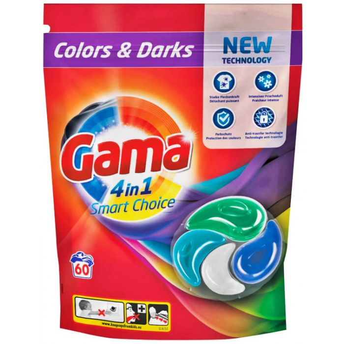 Гель-капсули для прання Gama 4 в 1 Колор 60 шт