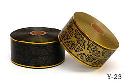 Стрічка з візерунком Дубок у золоті, 5см/50ярд