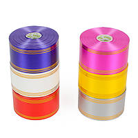 Стрічка для оформлення із золотими смужками, 5см/50ярд