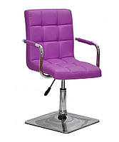 Крісло Augusto-Arm 4-CH-BASE фіолетовий 1010 шкірозамінників із підлокітниками, на квадратній хромованій опорі, фото 5