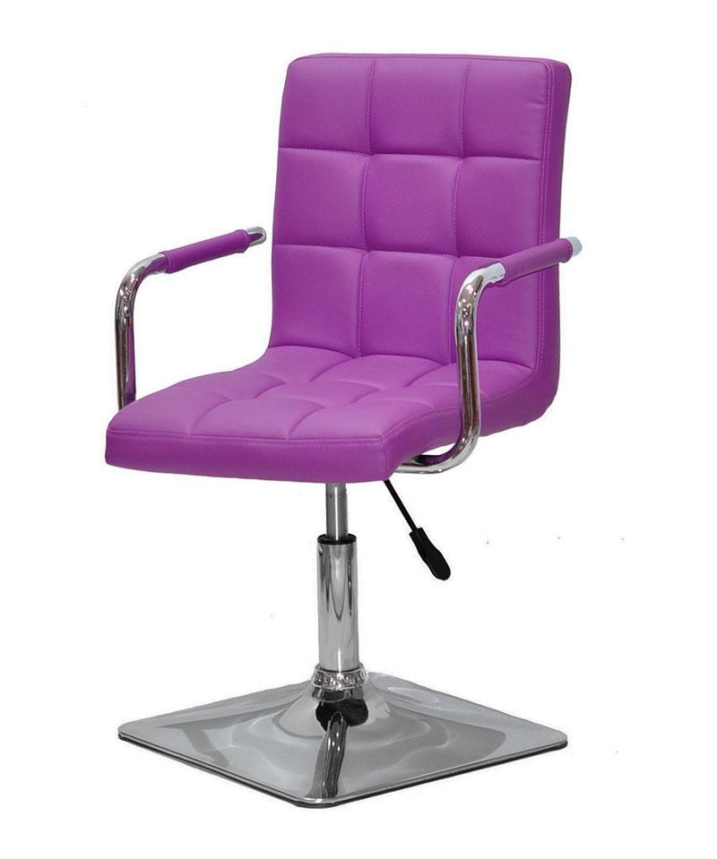 Крісло Augusto-Arm 4-CH-BASE фіолетовий 1010 шкірозамінників із підлокітниками, на квадратній хромованій опорі, фото 1