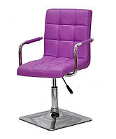 Кресло Augusto-Arm 4-CH-BASE фиолетовый 1010 кожзам с подлокотниками, на квадратной хромированной опоре