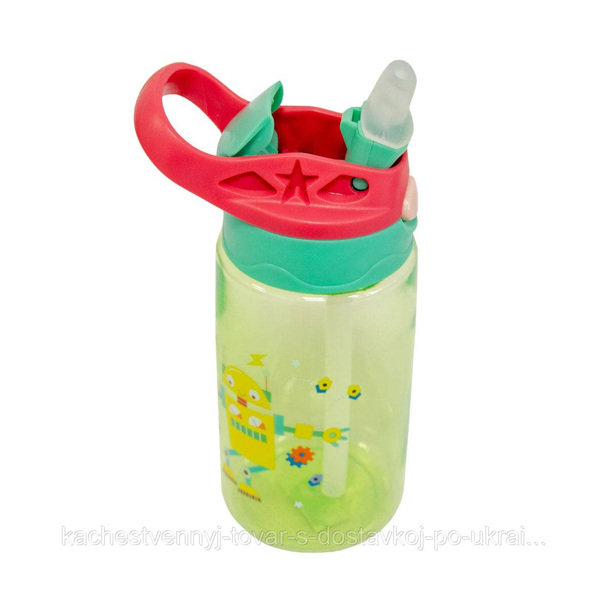 Пляшка для води з трубочкою пластикова Baby bottle LB400 500ml Салатова пляшка для води
