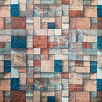 Декоративна 3D панель самоклейка під цеглу Кольорова мозаїка 700х770х4мм (350) SW-00000532