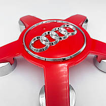 Ковпак (заглушка) зірка на литий диск AUDI (Ауді) 135 мм Червоний (4F0601165N), фото 3