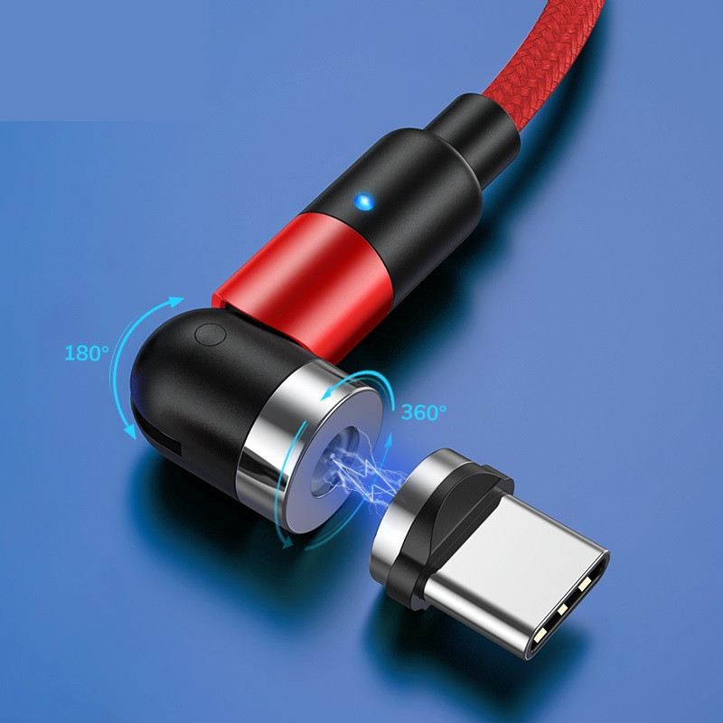 Магнітний кабель 2 метра TOPK AM59 Type-C 2.4A Червоний що Обертається 540°