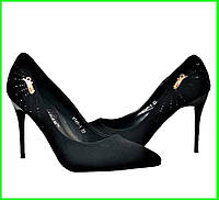 Туфли женские чёрные на каблуке