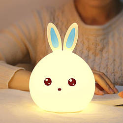 Дитячий нічник 7 кольорів "Кролик" LED Rabbit Soft Touch / Світильник силіконовий акумуляторний