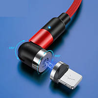 Магнітний кабель 2 метра TOPK AM59 Lightning (iPhone) 2.4A Червоний що Обертається 540°