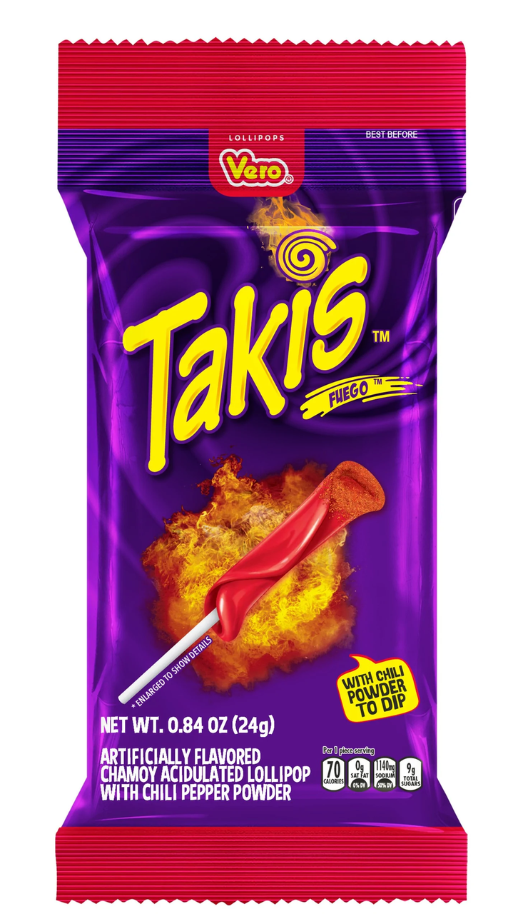 Льодяники на паличці Takis Fuego 3 Lollipops 72g