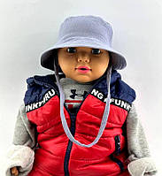 Панама детская 44, 46 размер хлопок для мальчика панамка головные уборы серый (ПД212)