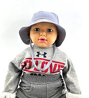 Панама детская 44, 46 размер хлопок для мальчика панамка головные уборы серый (ПД215)
