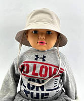 Панама детская 44, 46 размер хлопок для мальчика панамка головные уборы бежевый (ПД218)