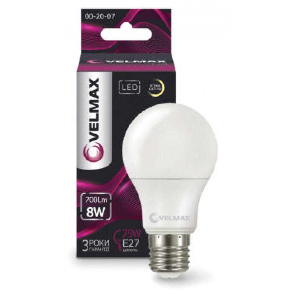 LED-лампа V-А60, 10W, Е27, 6500 K, 1000 Lm (21-11-33-1) Velmax Арт.41681