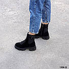 Черевики зимові чорні  на суцільній підошві натуральна замша  36 р-р, фото 8