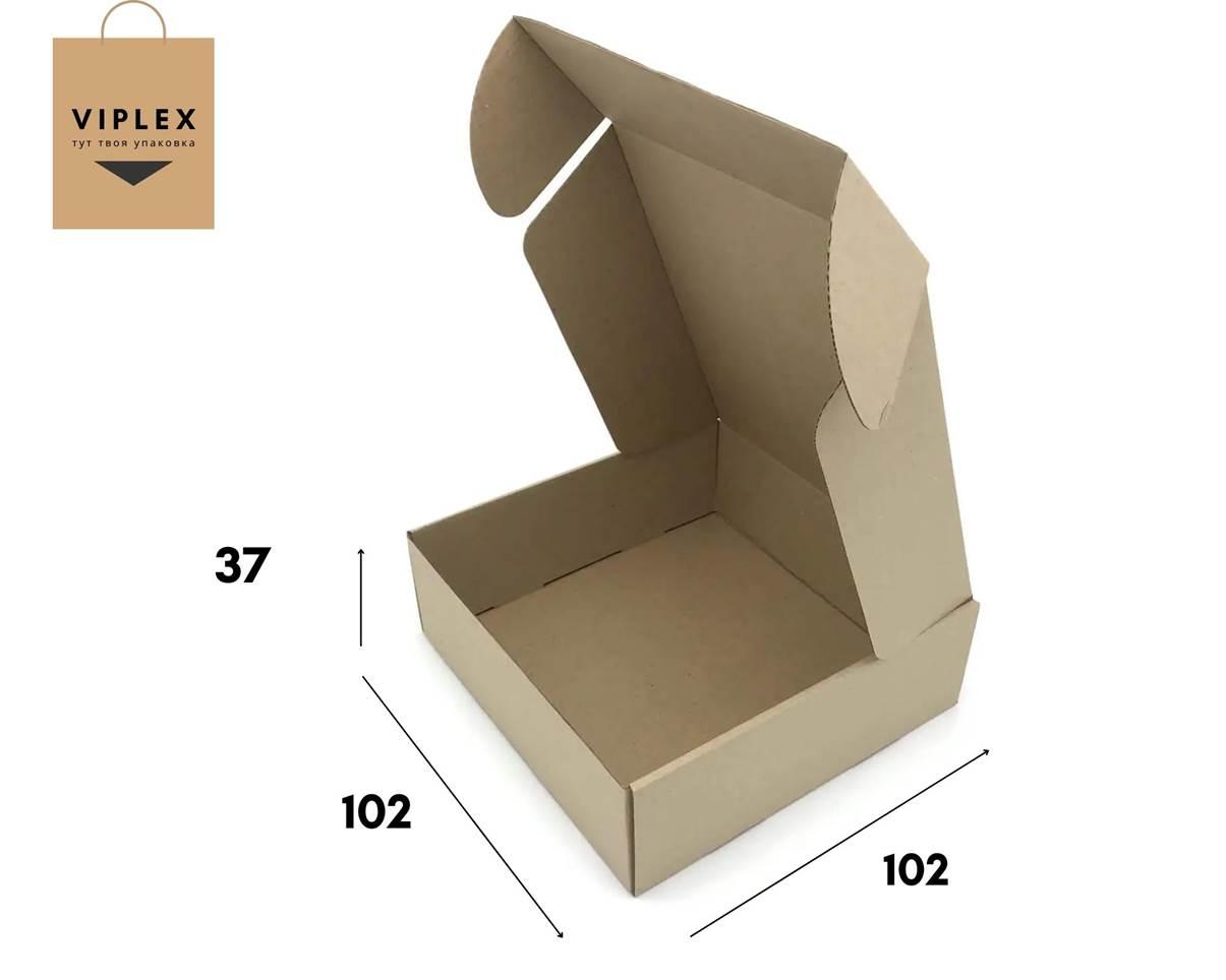 Коробка самосборная подарочная бурая 102х102х37мм, крафт коробка для упаковки подарков и сувениров одежды - фото 1 - id-p1189376075