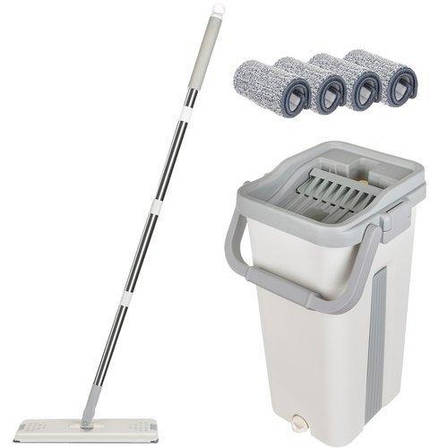 Плоска швабра з двокамерним відром + 4 накладки Польща Iso Trade 16300, фото 1