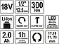 Гайковерт ударний акумуляторний 18 В. YATO YT-82804, фото 6